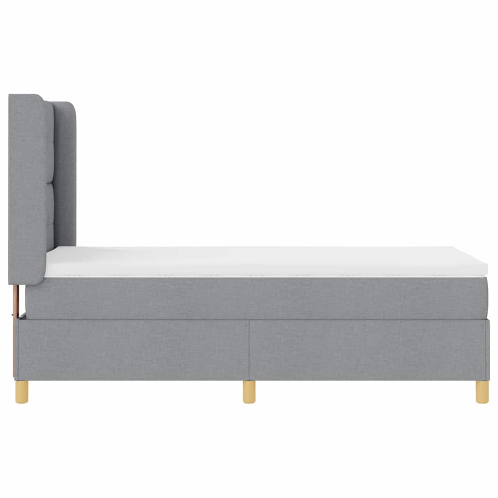 Box spring seng med LED-lysstrimler Lysegrå 100 x 200 cm Stof