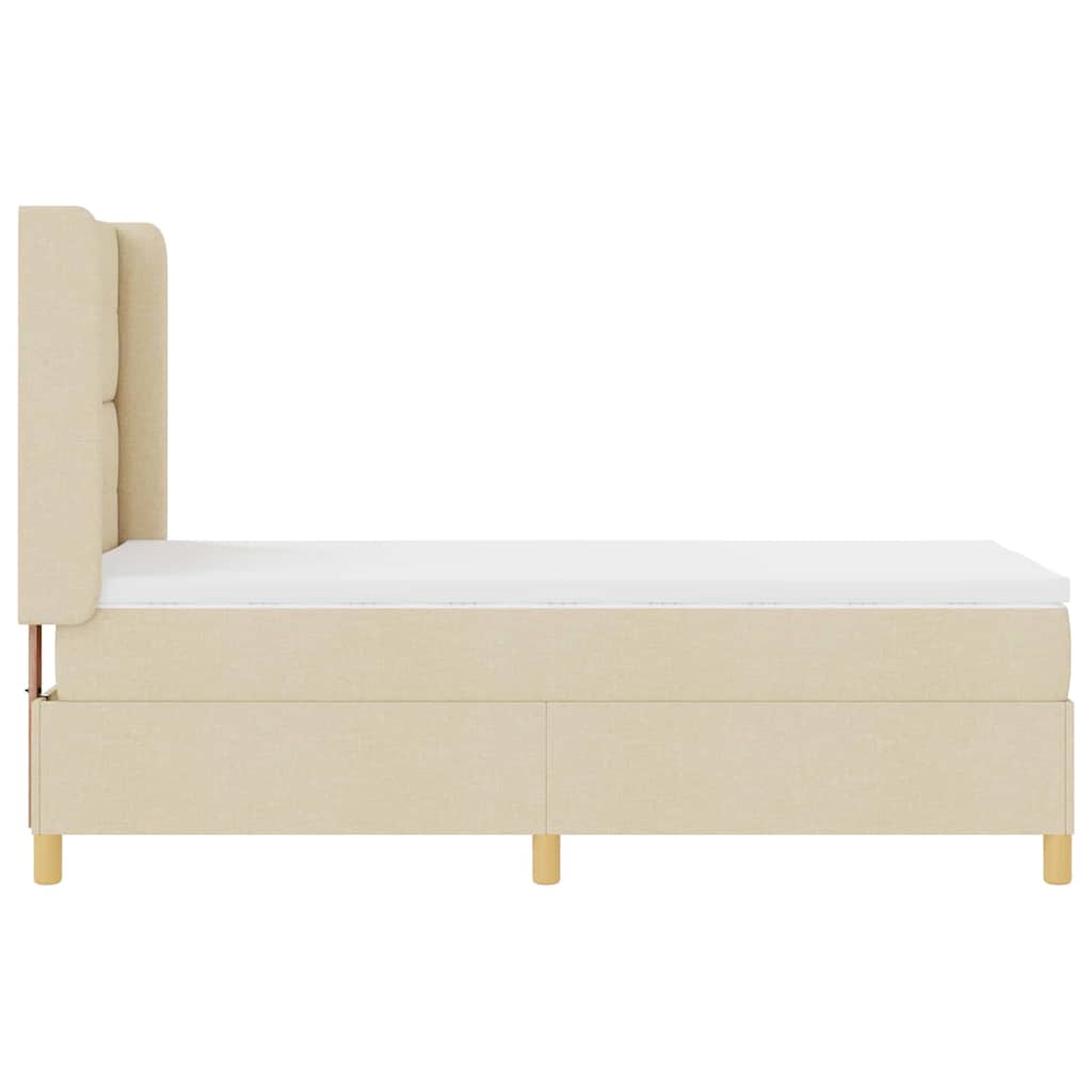 Box spring seng med LED-lysstrimler Creme 100 x 200 cm Stof