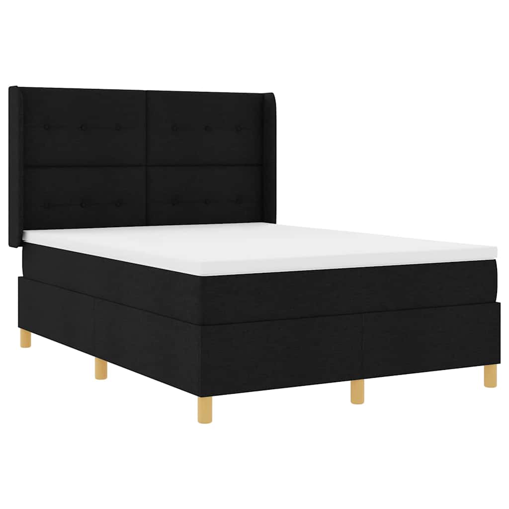 Box spring seng med LED-lysstrimler Sort 140 x 190 cm Stof