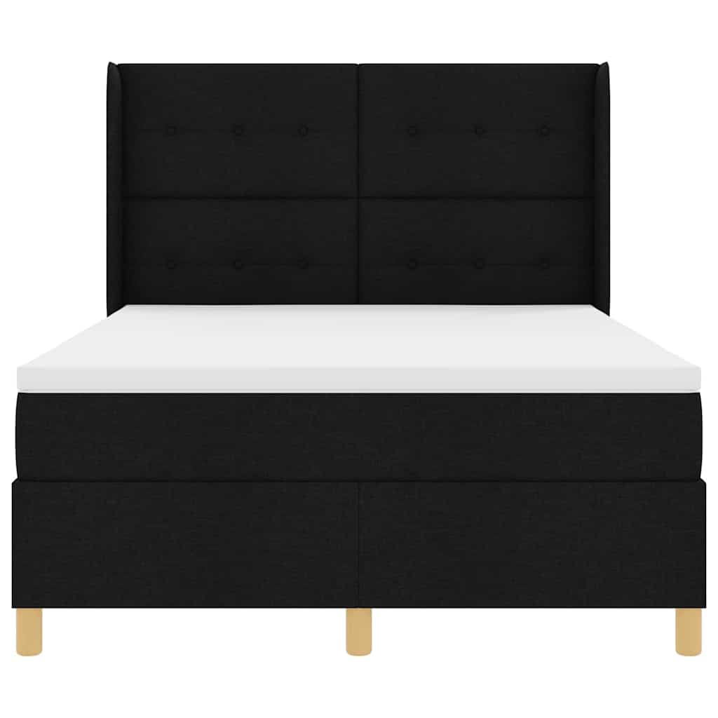 Box spring seng med LED-lysstrimler Sort 140 x 190 cm Stof