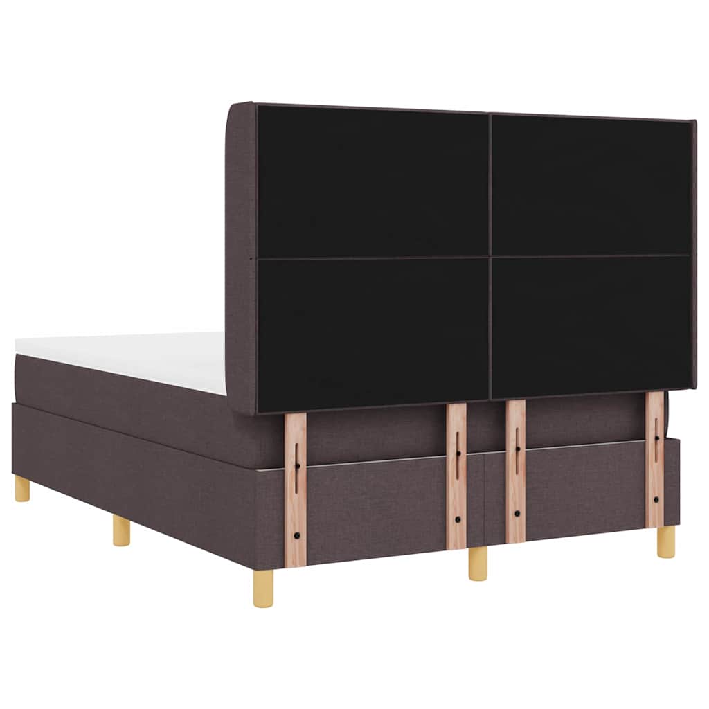 Box spring seng med LED-lysstrimler Brun 160 x 200 cm Stof