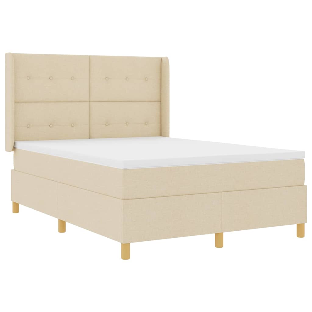 Box spring seng med LED-lysstrimler Creme 160 x 200 cm Stof