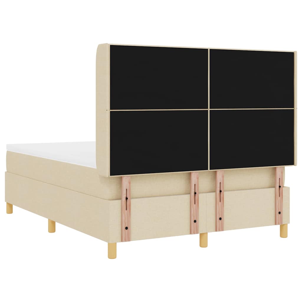 Box spring seng med LED-lysstrimler Creme 160 x 200 cm Stof