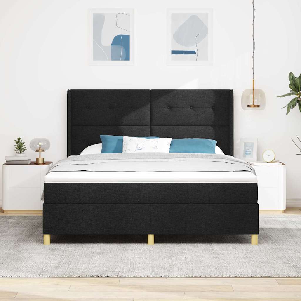 Box spring seng med LED-lysstrimler Sort 180 x 200 cm Stof