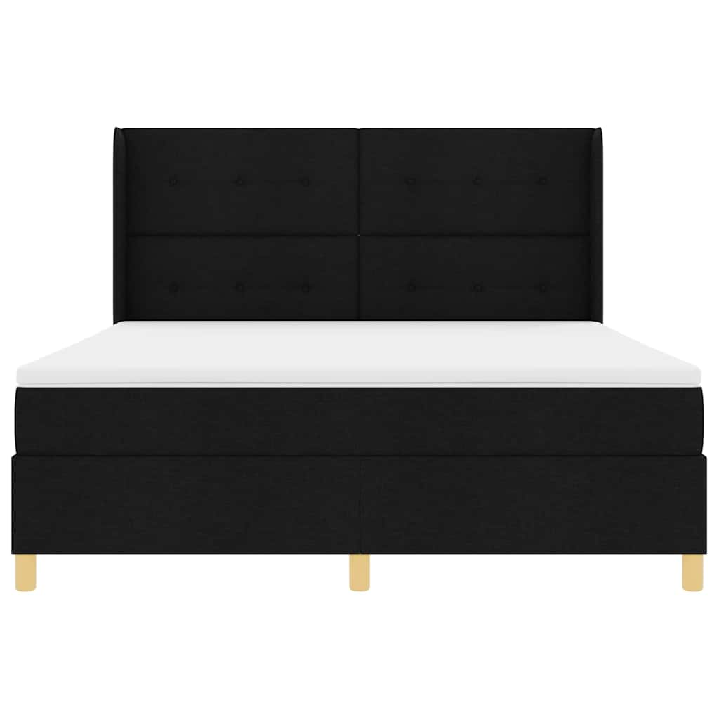 Box spring seng med LED-lysstrimler Sort 180 x 200 cm Stof