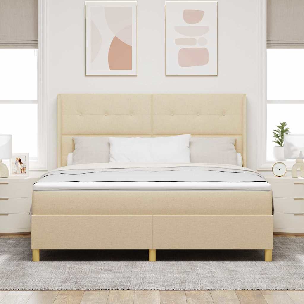 Box spring seng med LED-lysstrimler Creme 180 x 200 cm Stof
