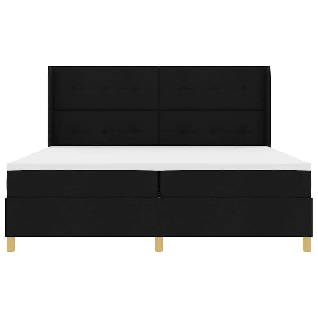 Box spring seng med LED-lysstrimler Sort 200 x 200 cm Stof