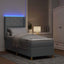 Box spring seng med LED-lysstrimler Lysegrå 80 x 200 cm Stof