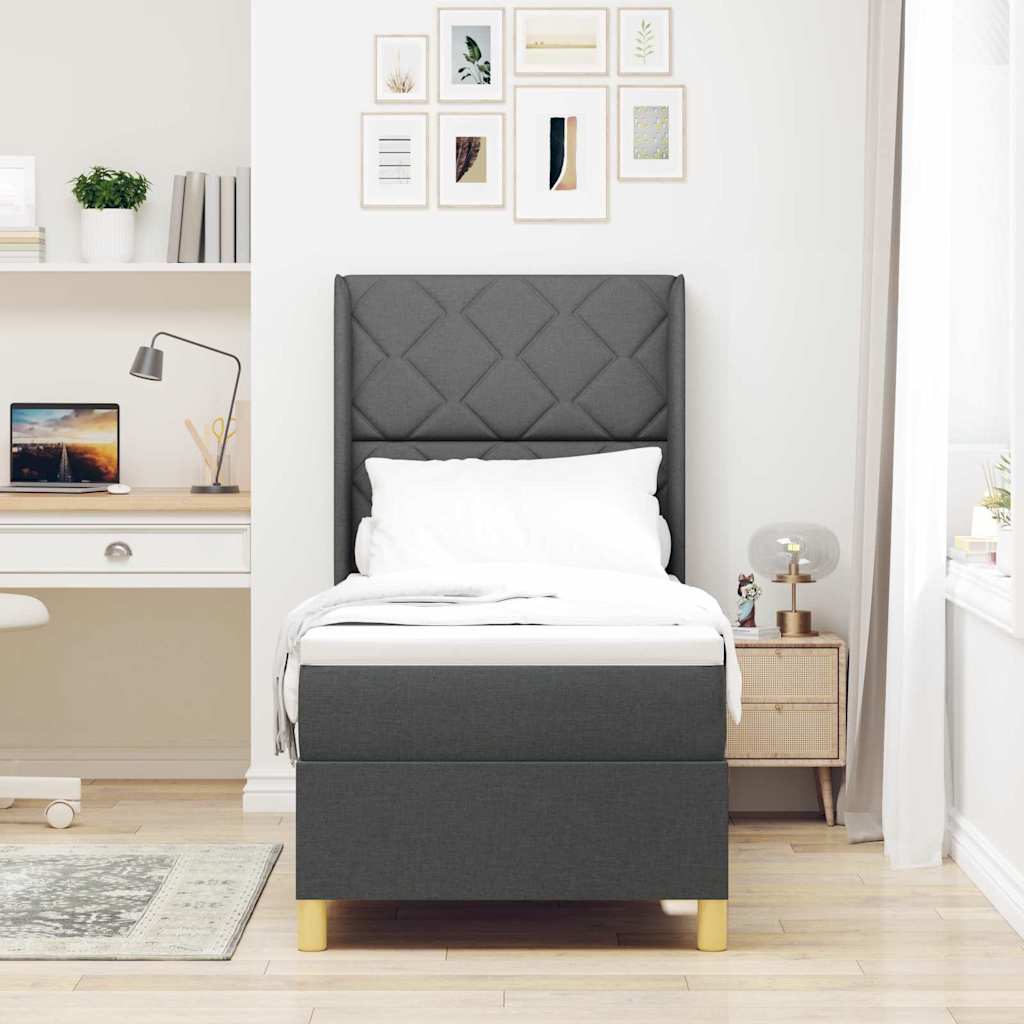 Box spring seng med LED-lysstrimler Grå 80 x 200 cm Stof