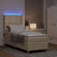 Box spring seng med LED-lysstrimler Creme 80 x 200 cm Stof