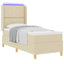 Box spring seng med LED-lysstrimler Creme 80 x 200 cm Stof