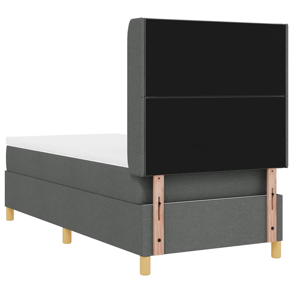 Box spring seng med LED-lysstrimler Grå 90 x 190 cm Stof