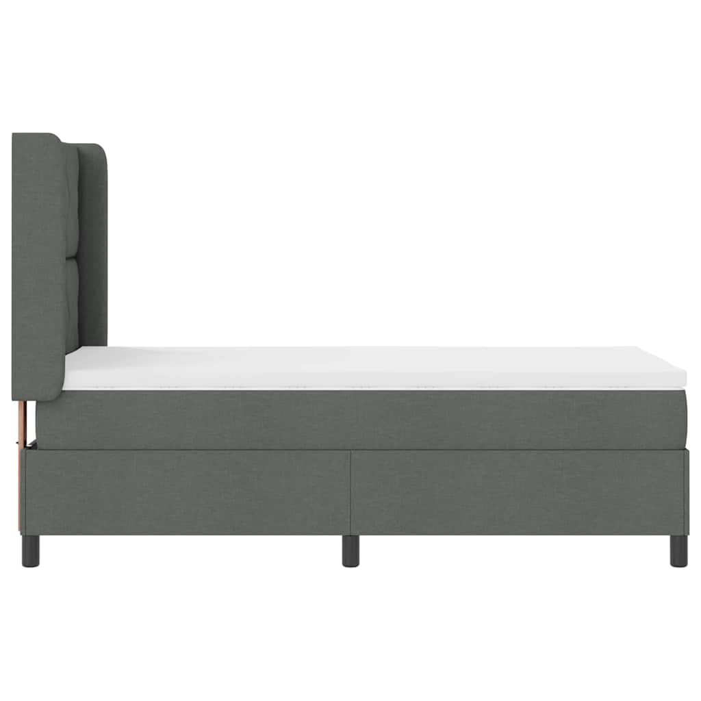 Box spring seng med LED-lysstrimler Grå 90 x 190 cm Stof
