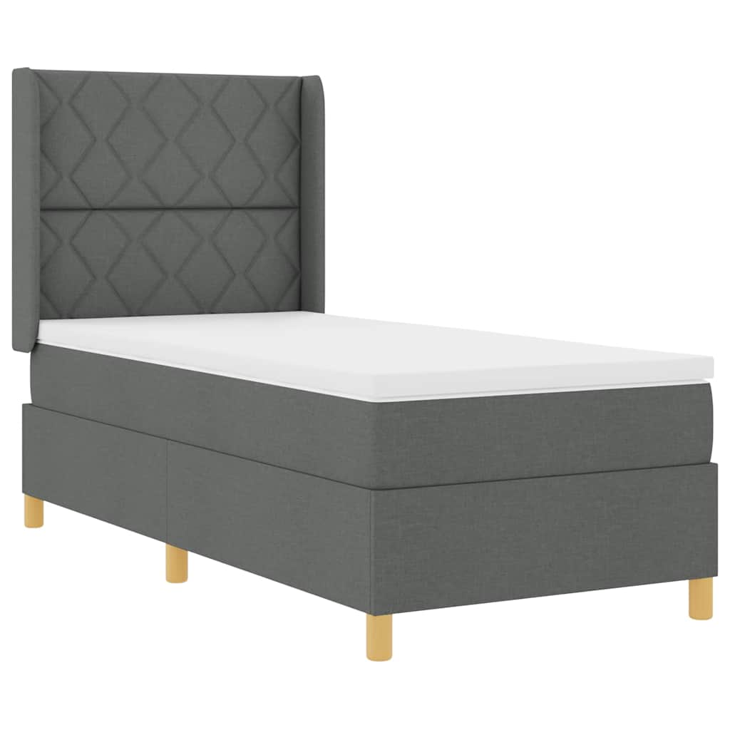 Box spring seng med LED-lysstrimler Grå 90 x 200 cm Stof