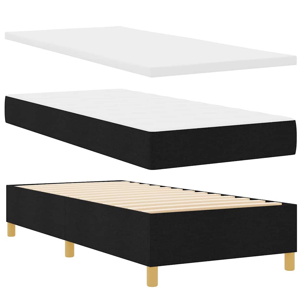 Box spring seng med LED-lysstrimler Sort 90 x 200 cm Stof