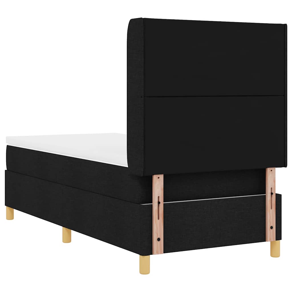 Box spring seng med LED-lysstrimler Sort 90 x 200 cm Stof