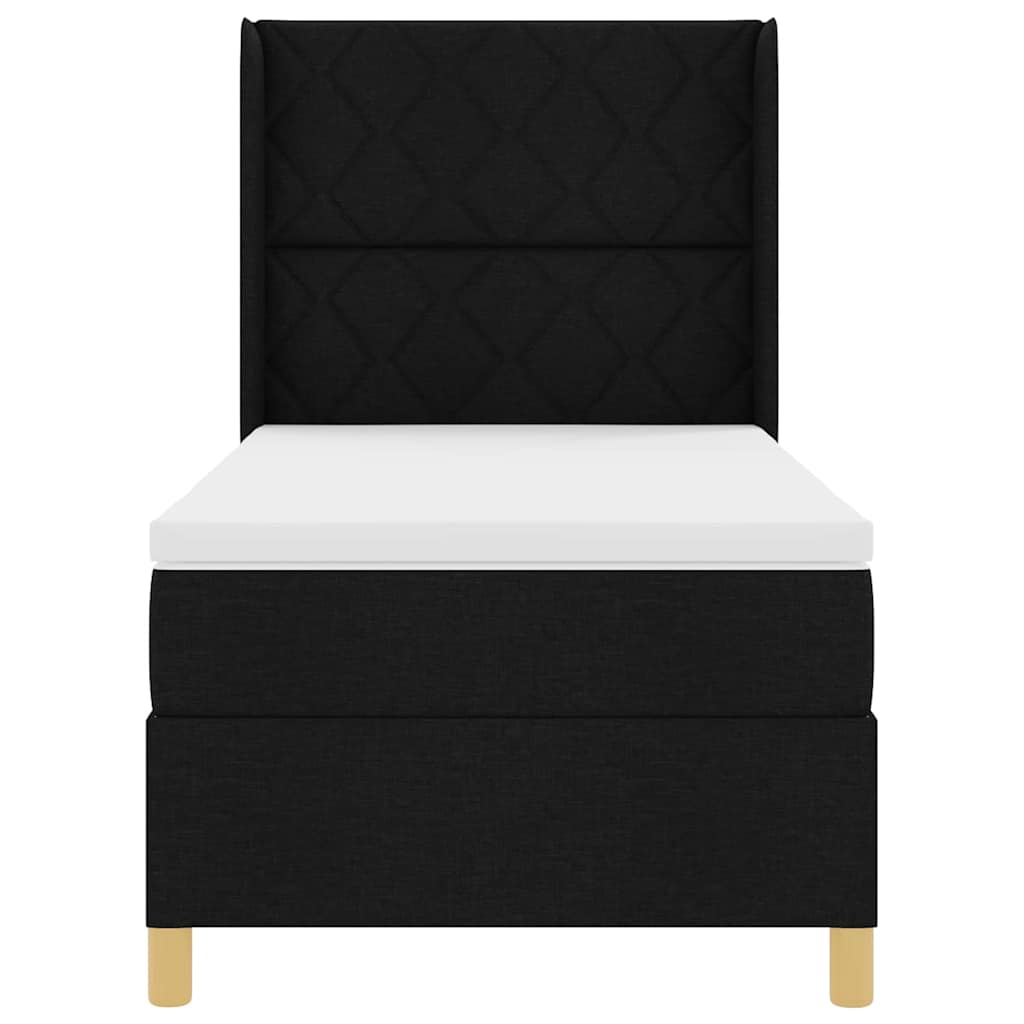 Box spring seng med LED-lysstrimler Sort 90 x 200 cm Stof