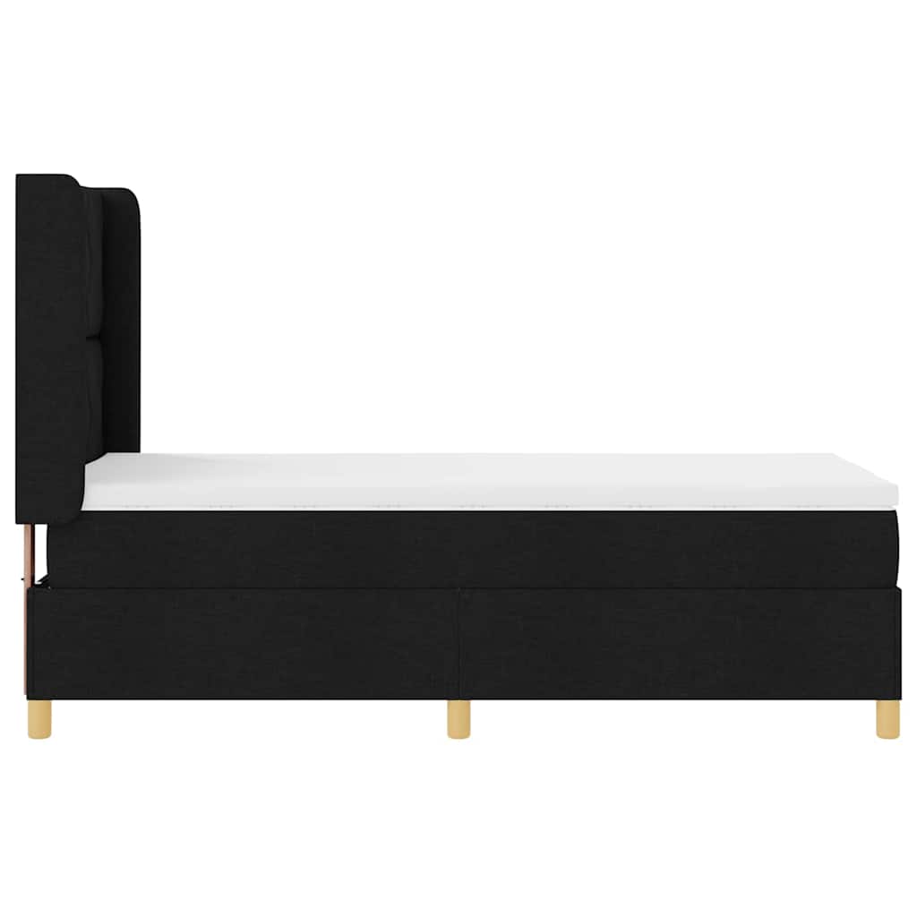 Box spring seng med LED-lysstrimler Sort 90 x 200 cm Stof
