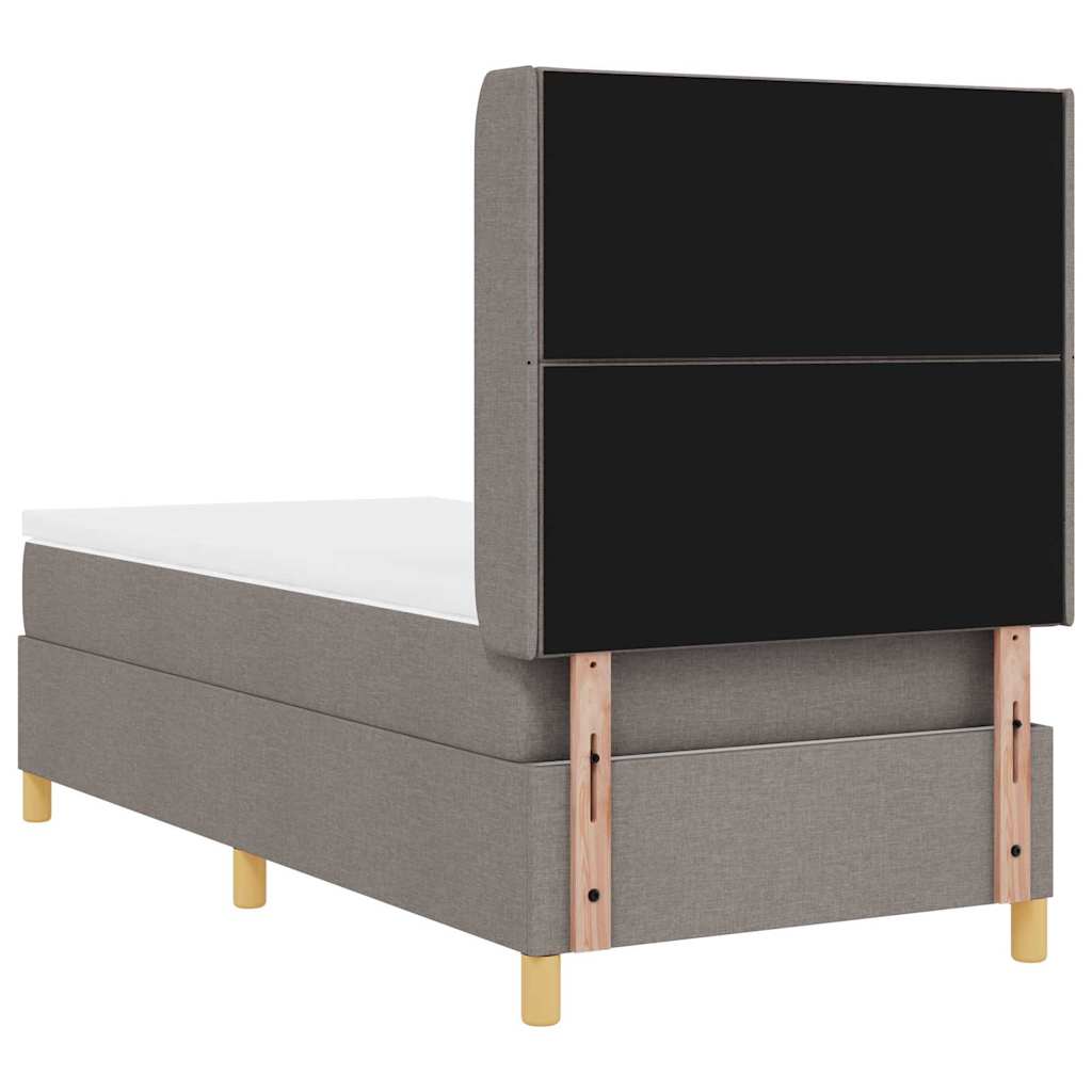 Box spring seng med LED-lysstrimler Gråbrun 90 x 200 cm Stof