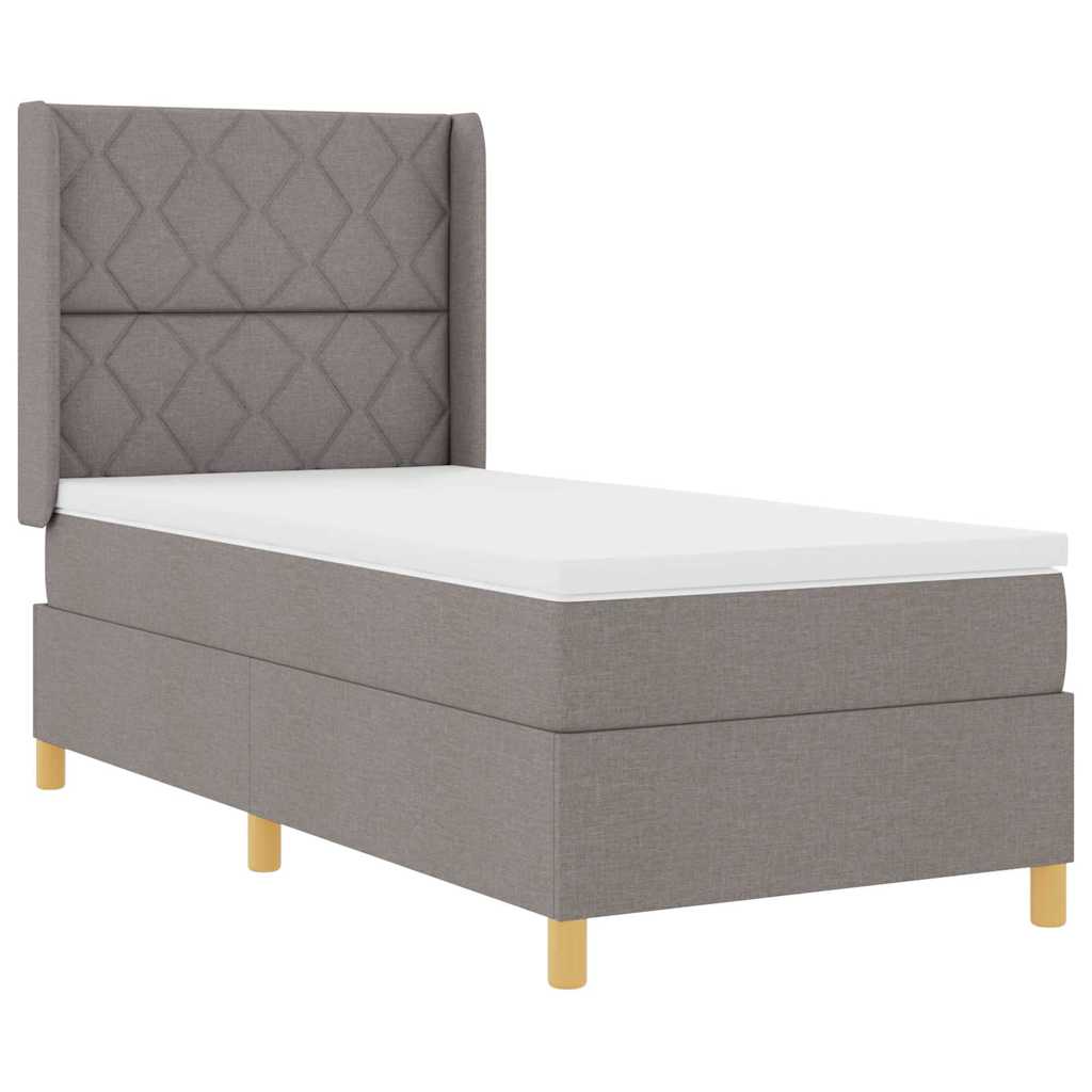Box spring seng med LED-lysstrimler Gråbrun 100 x 200 cm Stof