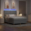 Box spring seng med LED-lysstrimler Lysegrå 140 x 190 cm Stof