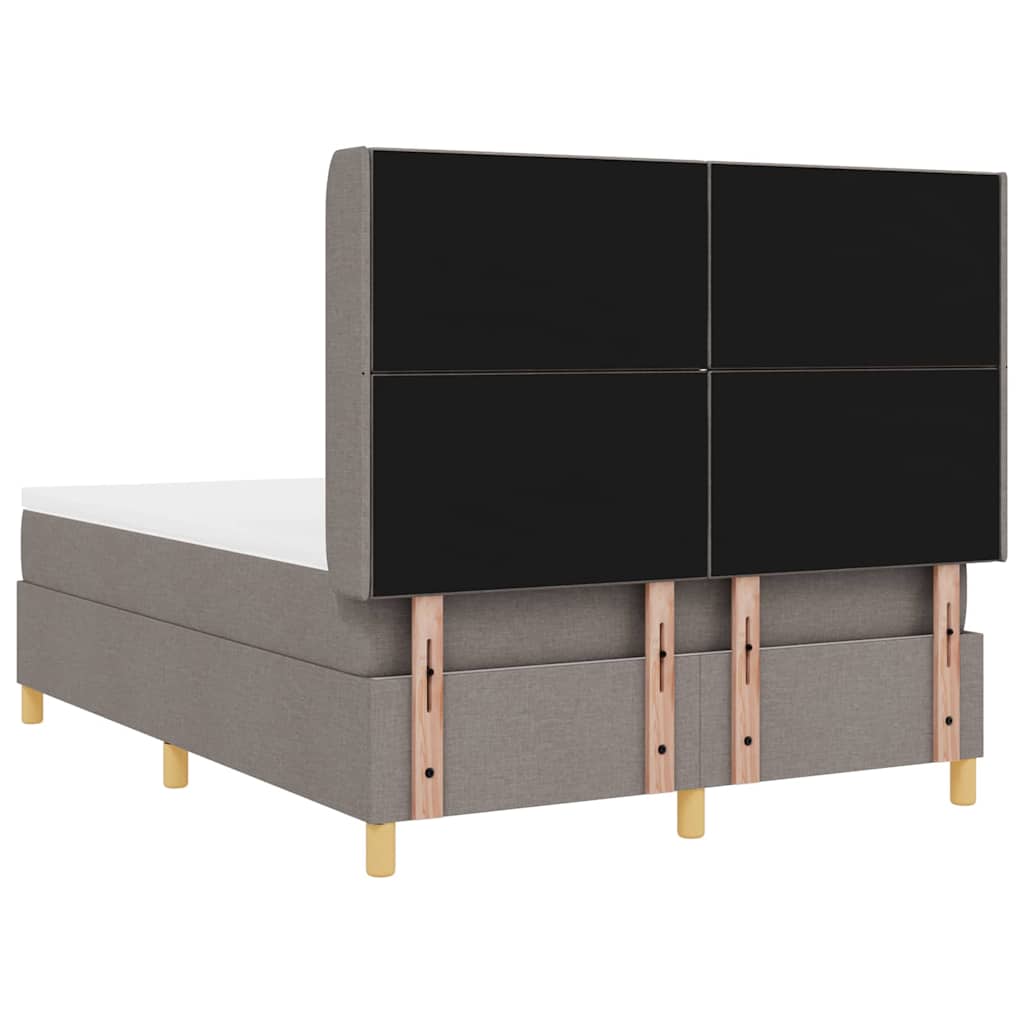 Box spring seng med LED-lysstrimler Gråbrun 140 x 190 cm Stof