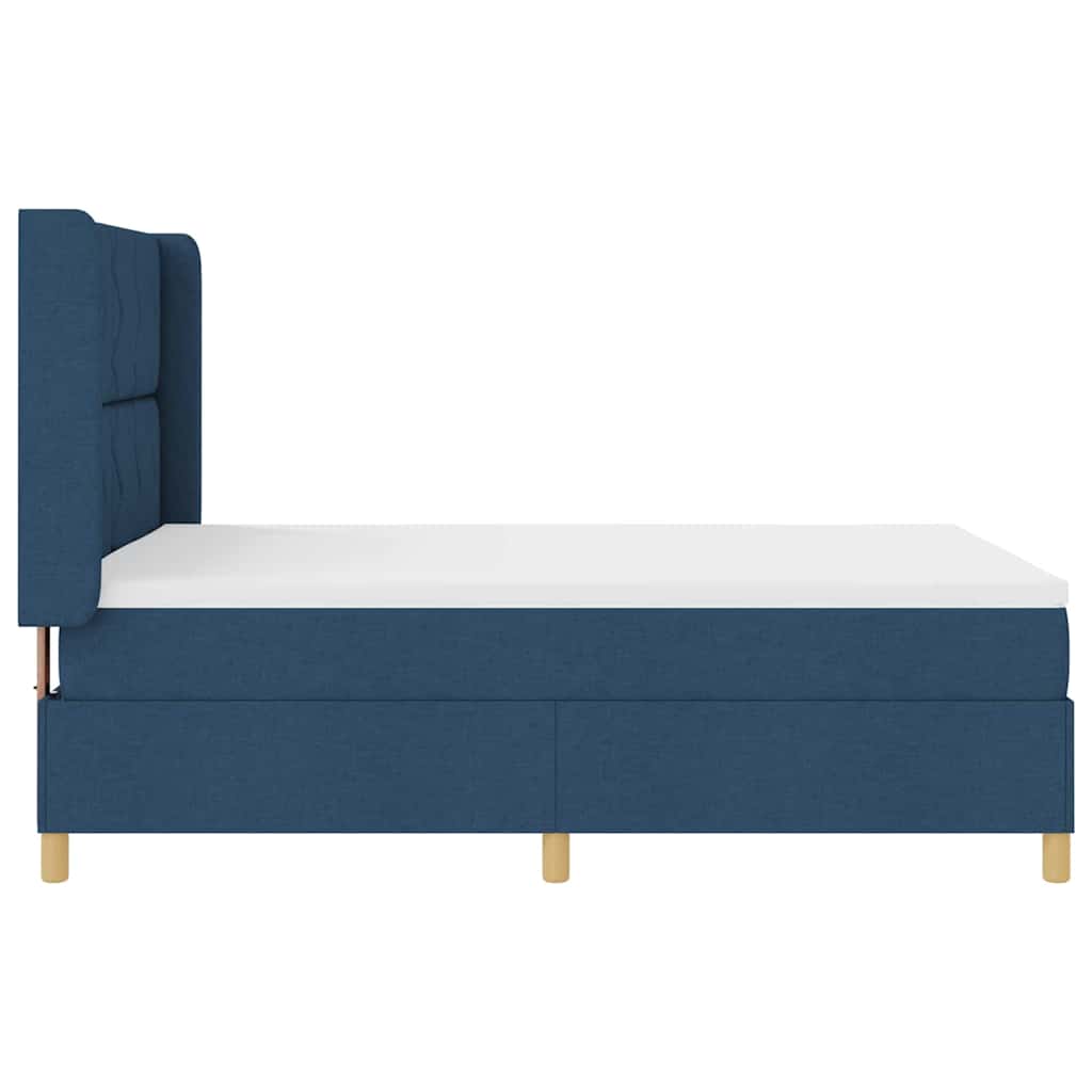 Box spring seng med LED-lysstrimler Blå 140 x 190 cm Stof