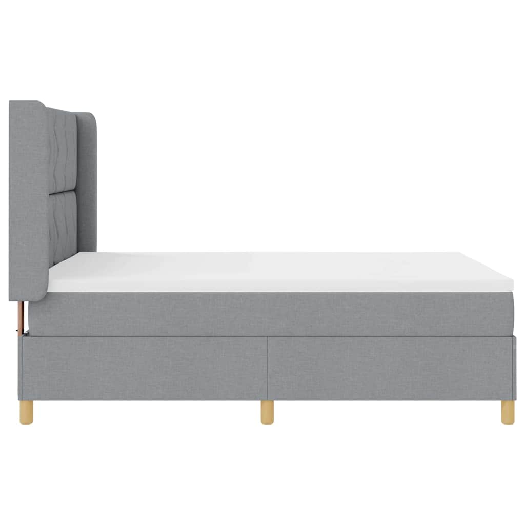 Box spring seng med LED-lysstrimler Lysegrå 140 x 200 cm Stof