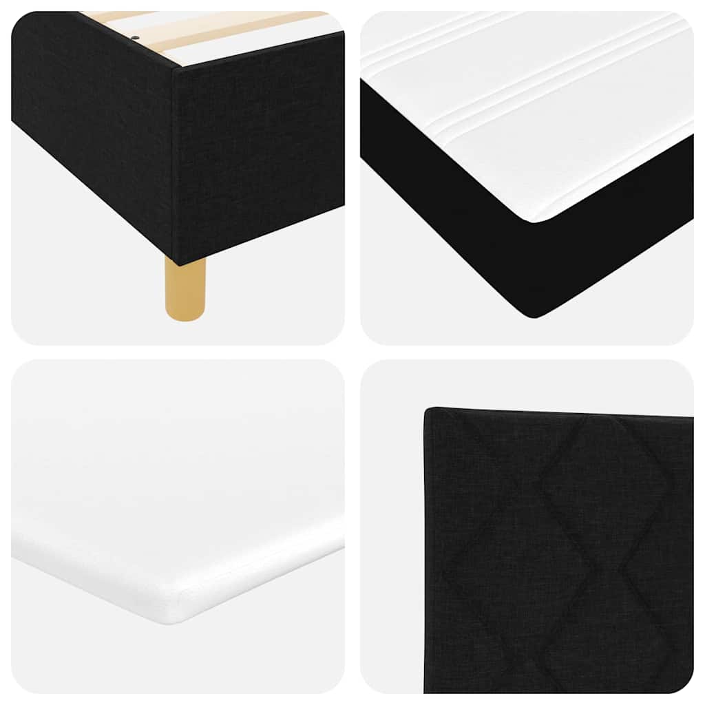 Box spring seng med LED-lysstrimler Sort 140 x 200 cm Stof