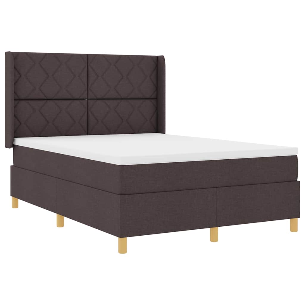 Box spring seng med LED-lysstrimler Brun 140 x 200 cm Stof