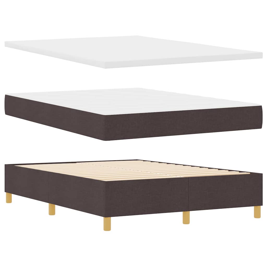 Box spring seng med LED-lysstrimler Brun 140 x 200 cm Stof