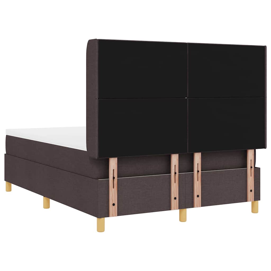 Box spring seng med LED-lysstrimler Brun 140 x 200 cm Stof