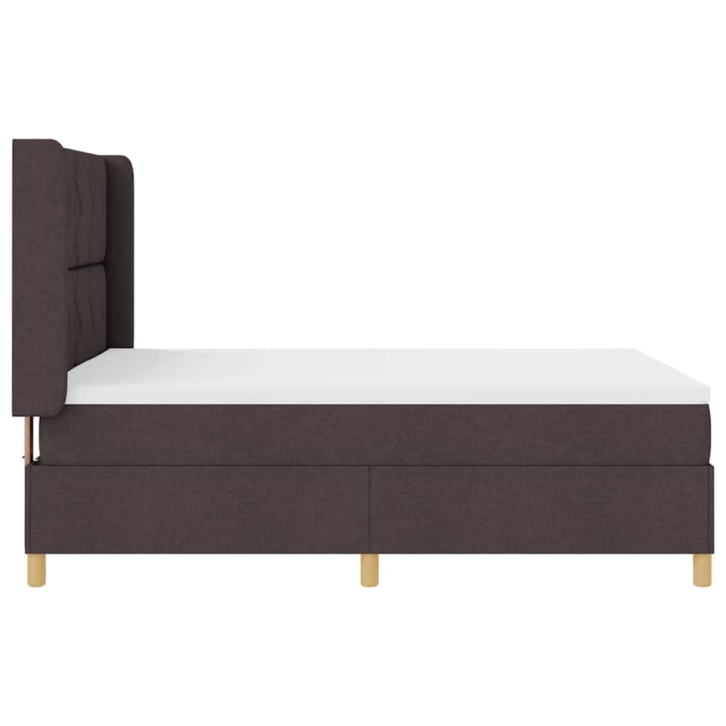 Box spring seng med LED-lysstrimler Brun 140 x 200 cm Stof