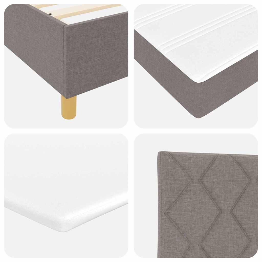 Box spring seng med LED-lysstrimler Gråbrun 140 x 200 cm Stof