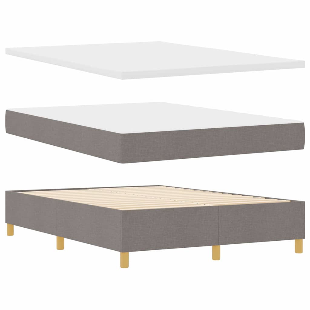 Box spring seng med LED-lysstrimler Gråbrun 140 x 200 cm Stof