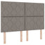 Box spring seng med LED-lysstrimler Gråbrun 140 x 200 cm Stof