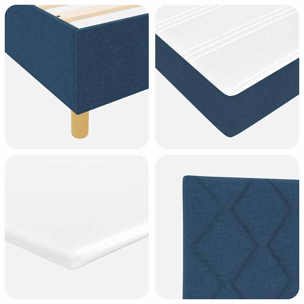 Box spring seng med LED-lysstrimler Blå 140 x 200 cm Stof