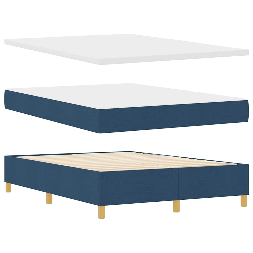 Box spring seng med LED-lysstrimler Blå 140 x 200 cm Stof