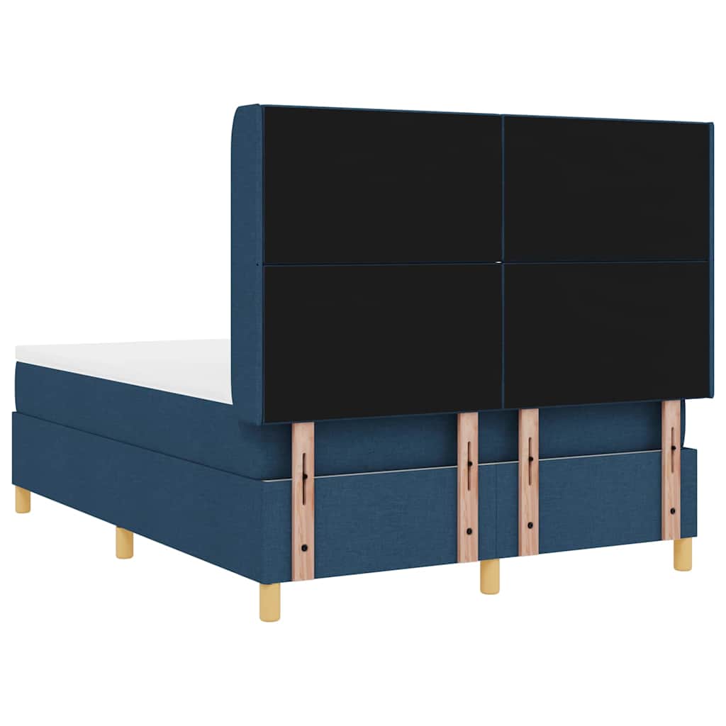 Box spring seng med LED-lysstrimler Blå 140 x 200 cm Stof