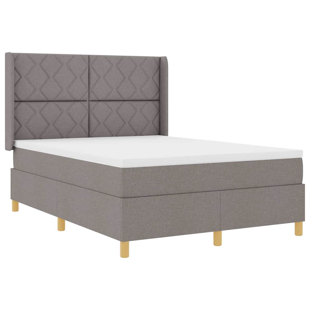 Box spring seng med LED-lysstrimler Gråbrun 160 x 200 cm Stof