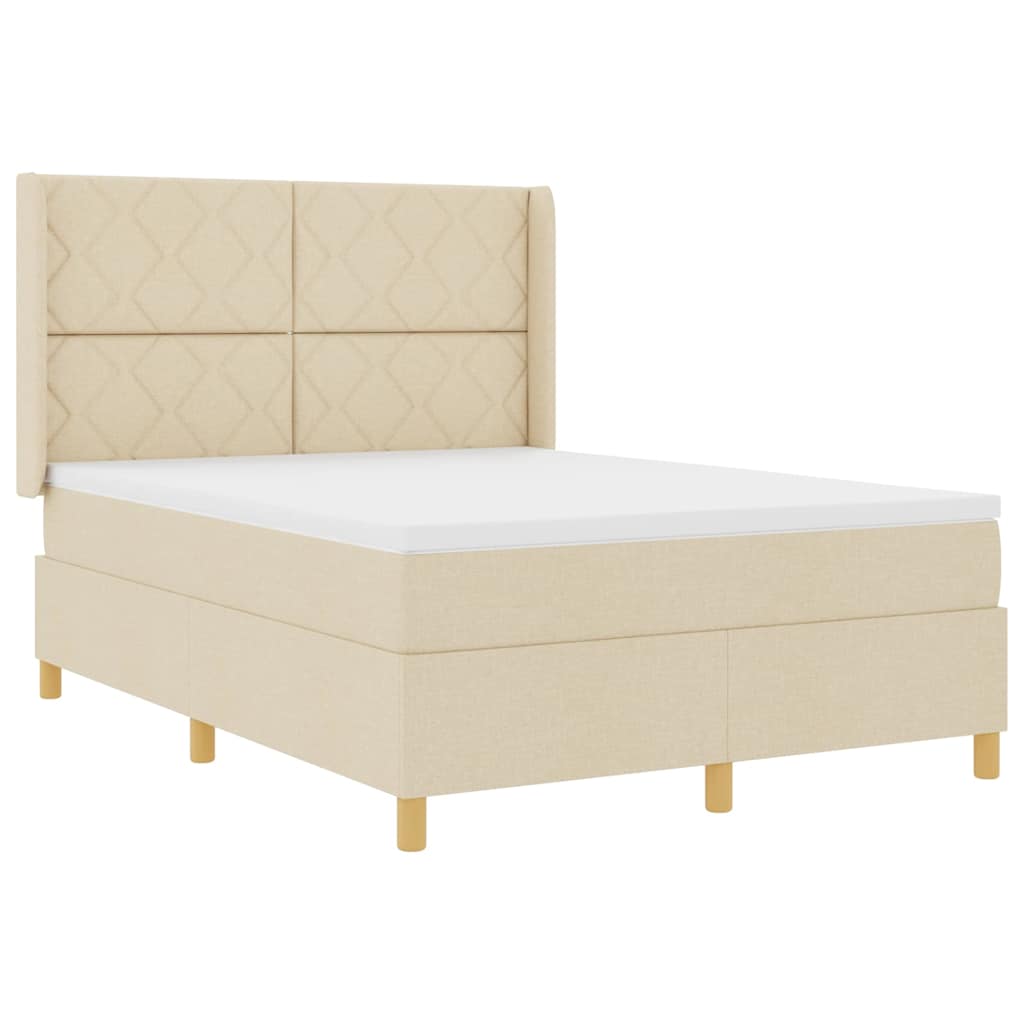 Box spring seng med LED-lysstrimler Creme 160 x 200 cm Stof
