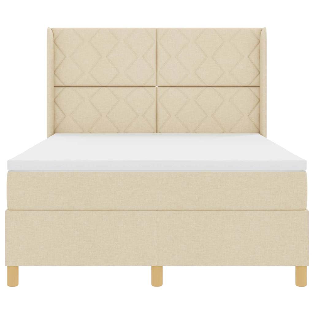 Box spring seng med LED-lysstrimler Creme 160 x 200 cm Stof