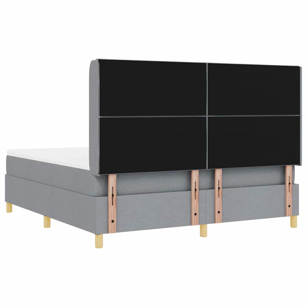 Box spring seng med LED-lysstrimler Lysegrå 180 x 200 cm Stof