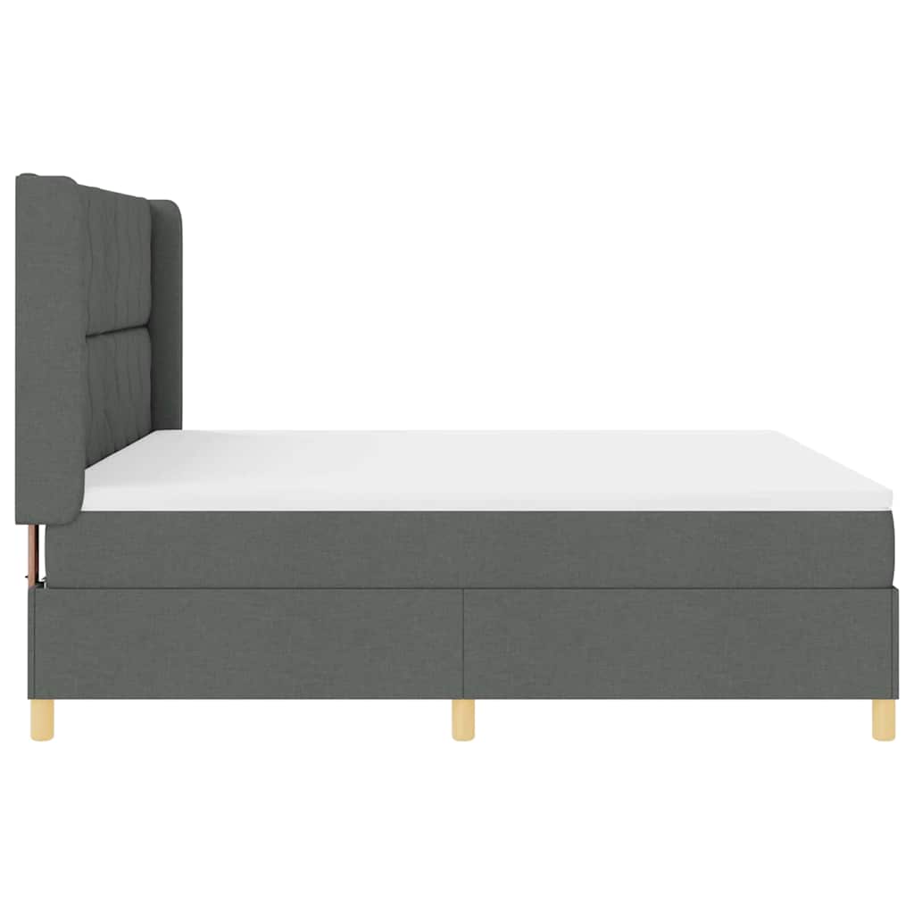 Box spring seng med LED-lysstrimler Grå 180 x 200 cm Stof