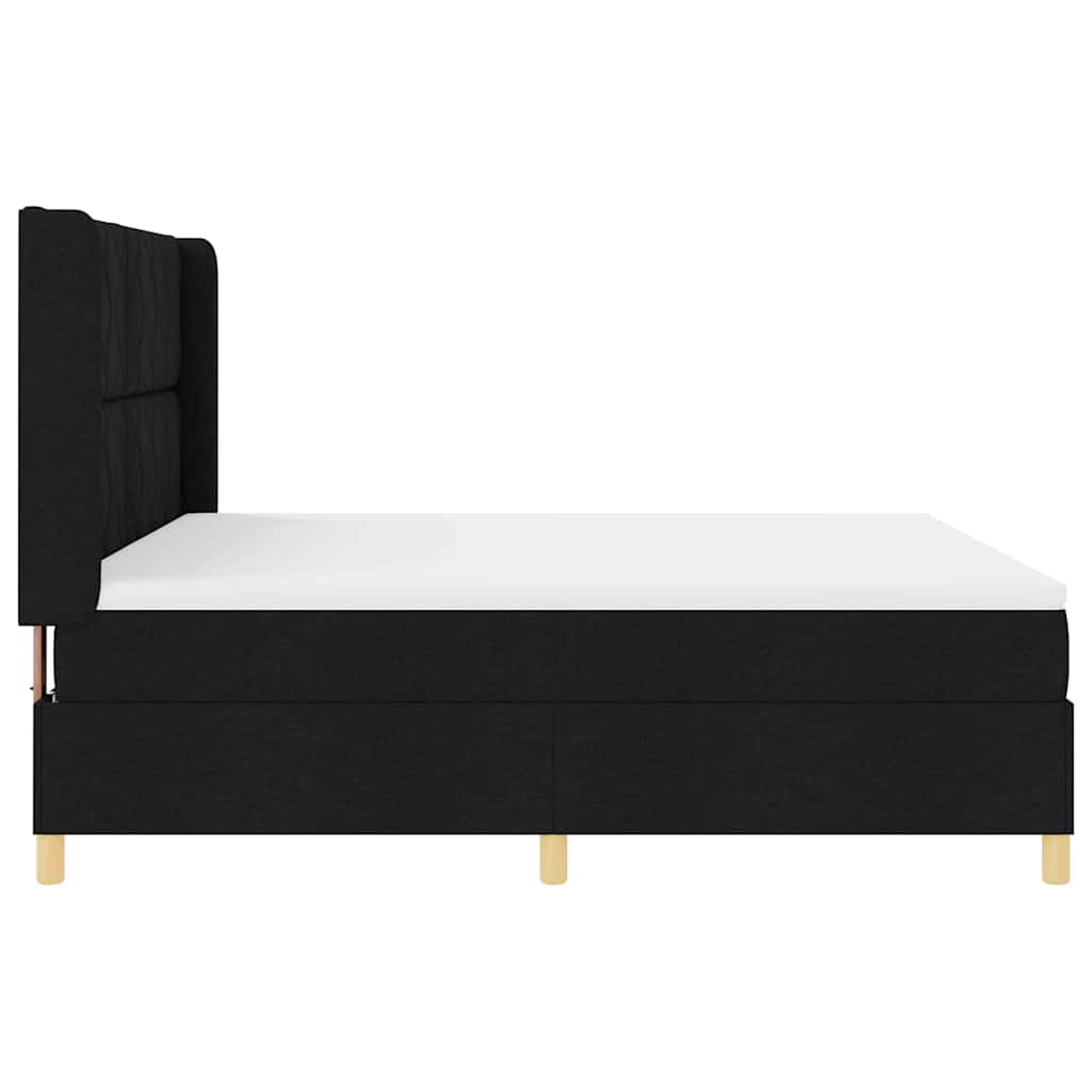 Box spring seng med LED-lysstrimler Sort 180 x 200 cm Stof