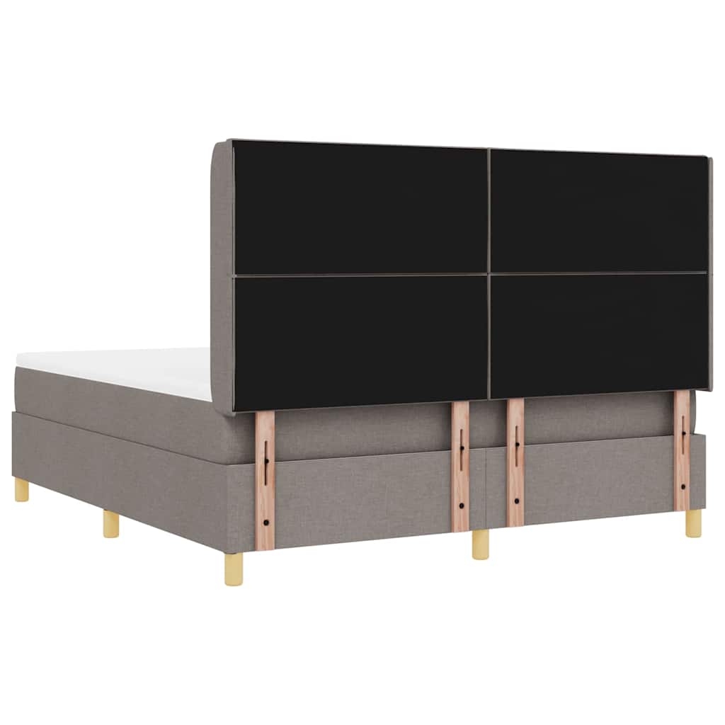 Box spring seng med LED-lysstrimler Gråbrun 180 x 200 cm Stof