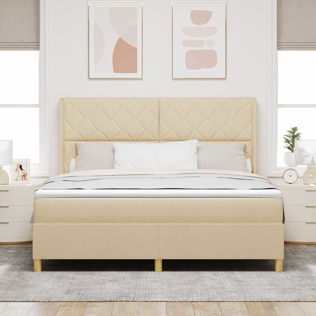 Box spring seng med LED-lysstrimler Creme 180 x 200 cm Stof
