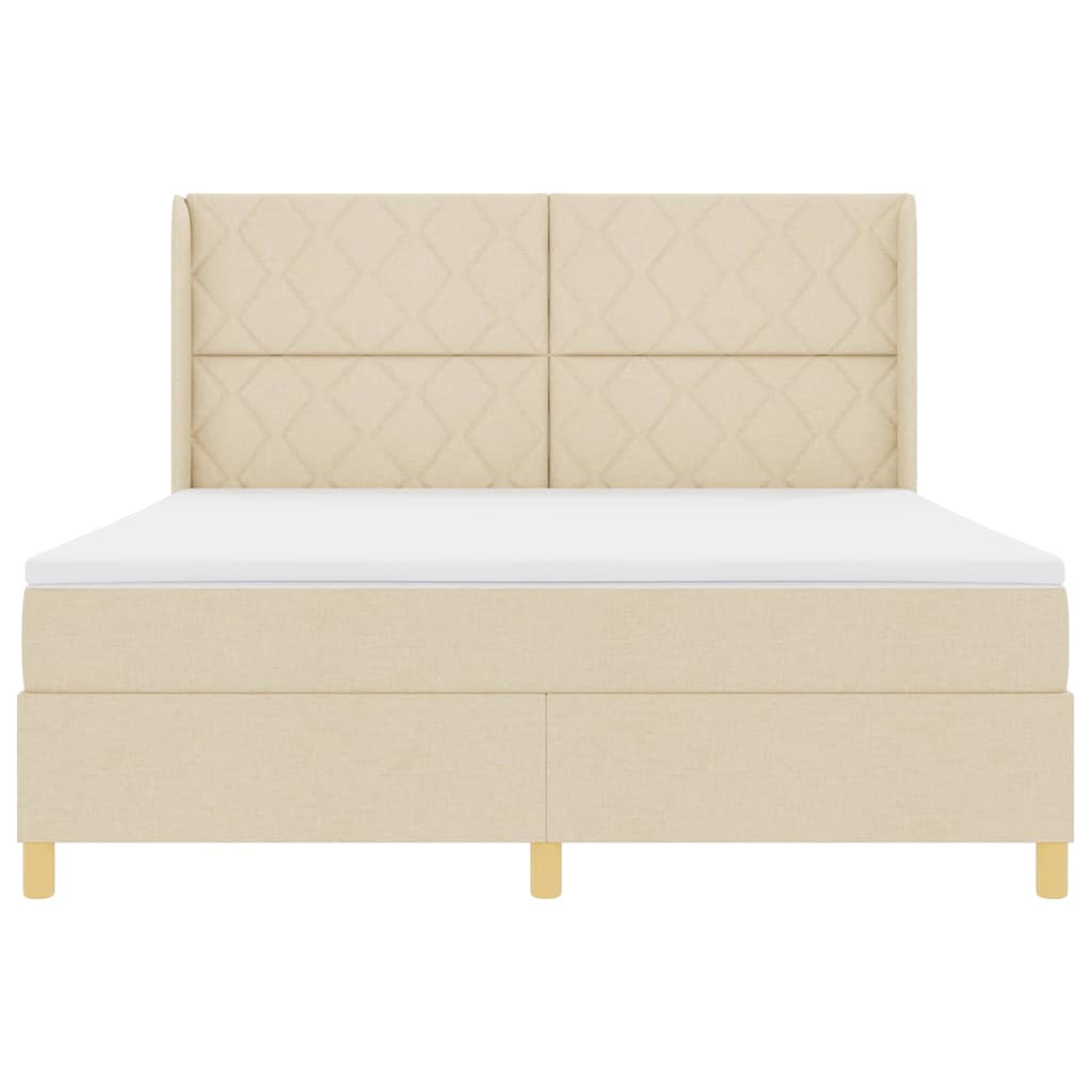Box spring seng med LED-lysstrimler Creme 180 x 200 cm Stof