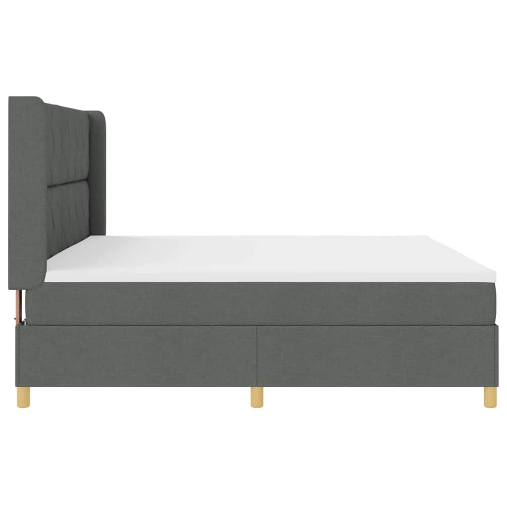Box spring seng med LED-lysstrimler Grå 200 x 200 cm Stof