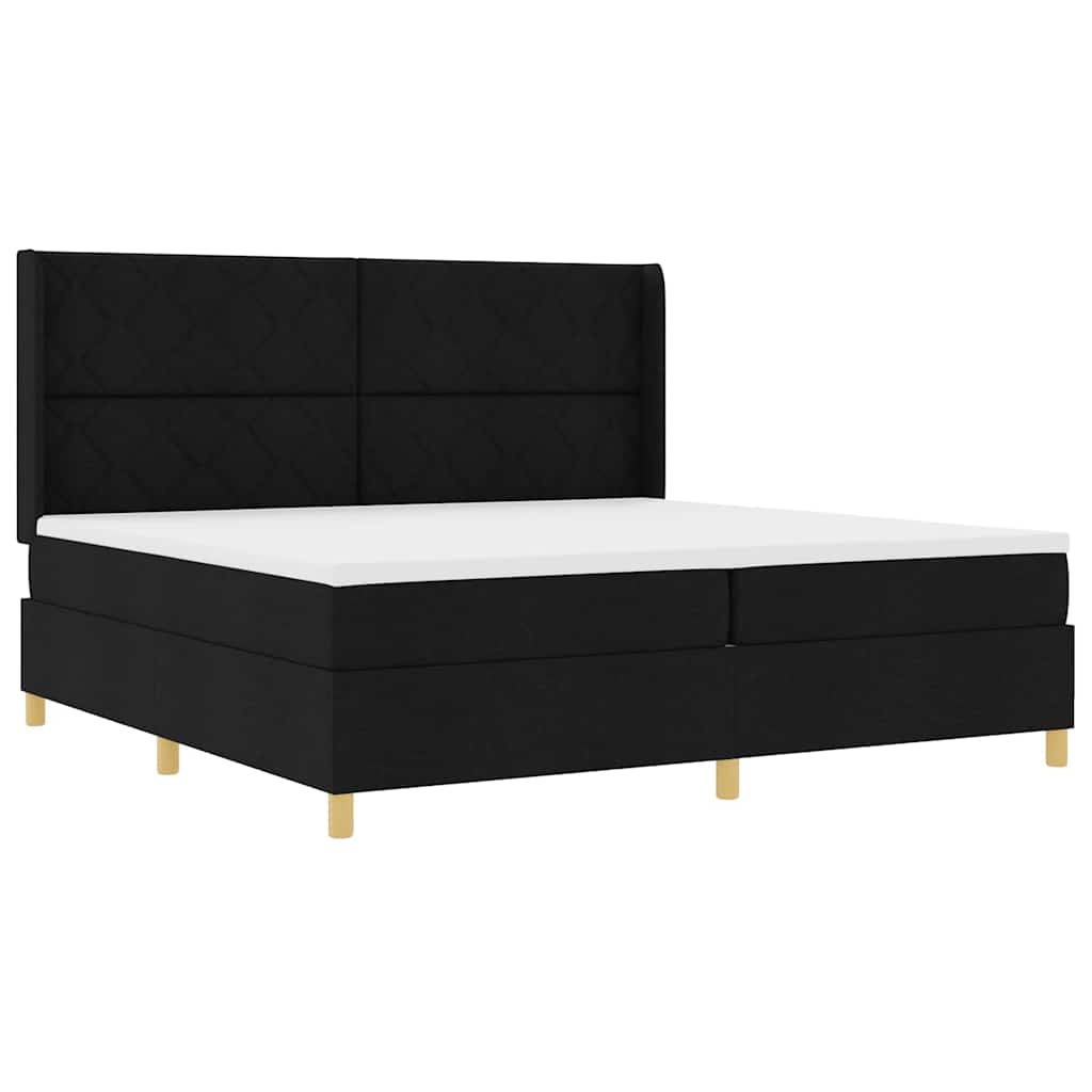 Box spring seng med LED-lysstrimler Sort 200 x 200 cm Stof
